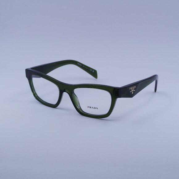 Prada PRB01V 19Z1O1 Eyeglasses Transparent Bottle Green 54mm Cat Eye Frame - Picture 1 of 10